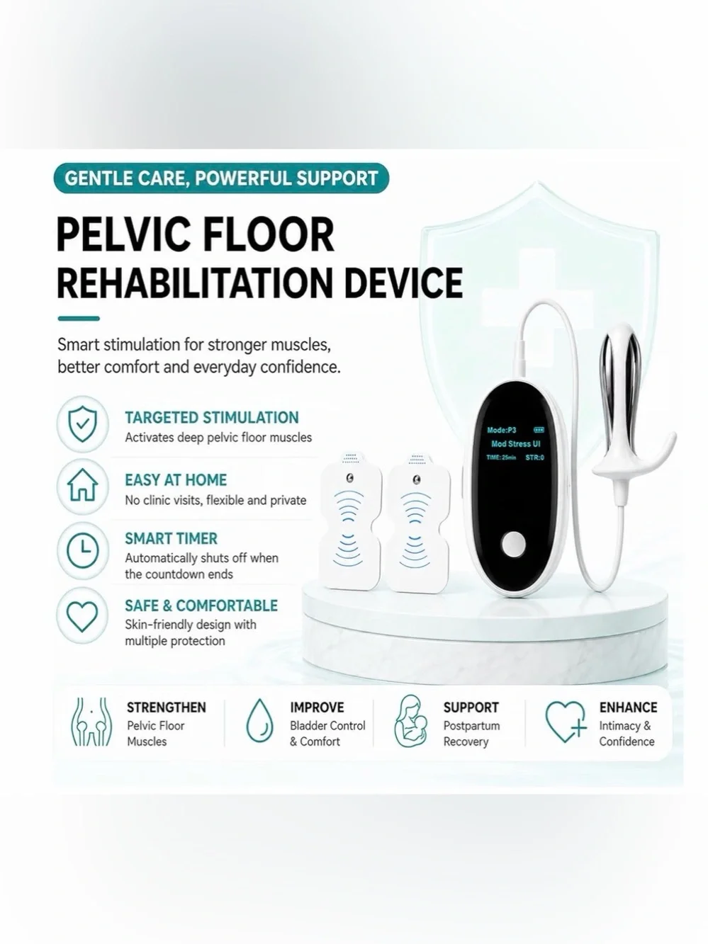 NIB - FDA Cleared Pelvic Floor Exercise Device for Women with Probe and Pads
